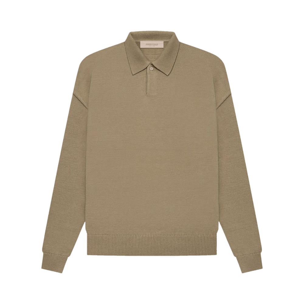 Fear of God Essentials Knit Long-Sleeve Polo Oak