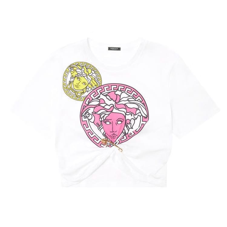 Versace Medusa Amplified Motif Cropped T-Shirt Optical White