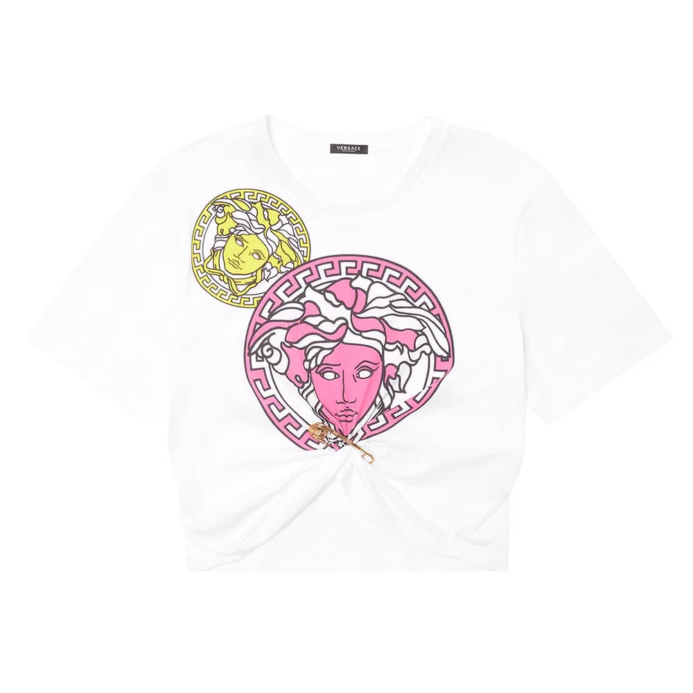 Versace Medusa Amplified Motif Cropped T-Shirt Optical White