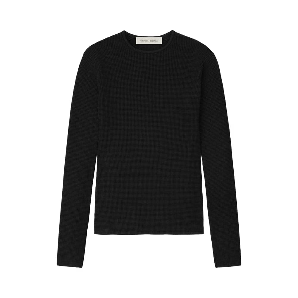 Fear of God Essentials Waffle Long-Sleeve Top Vintage Black
