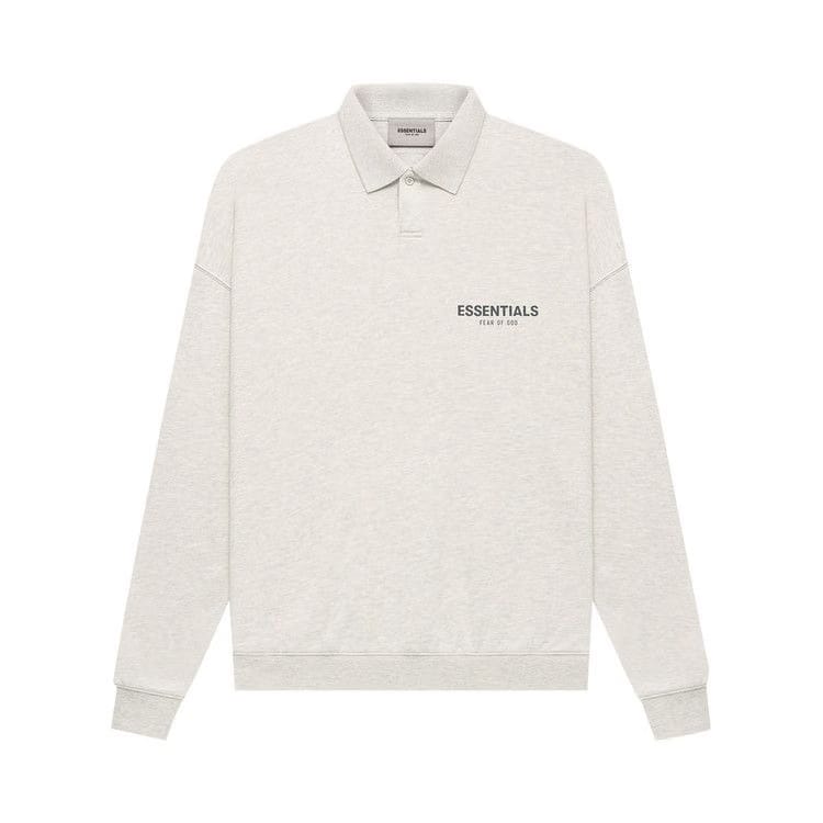 Fear of God Essentials Long-Sleeve Polo Light Heather Oatmeal