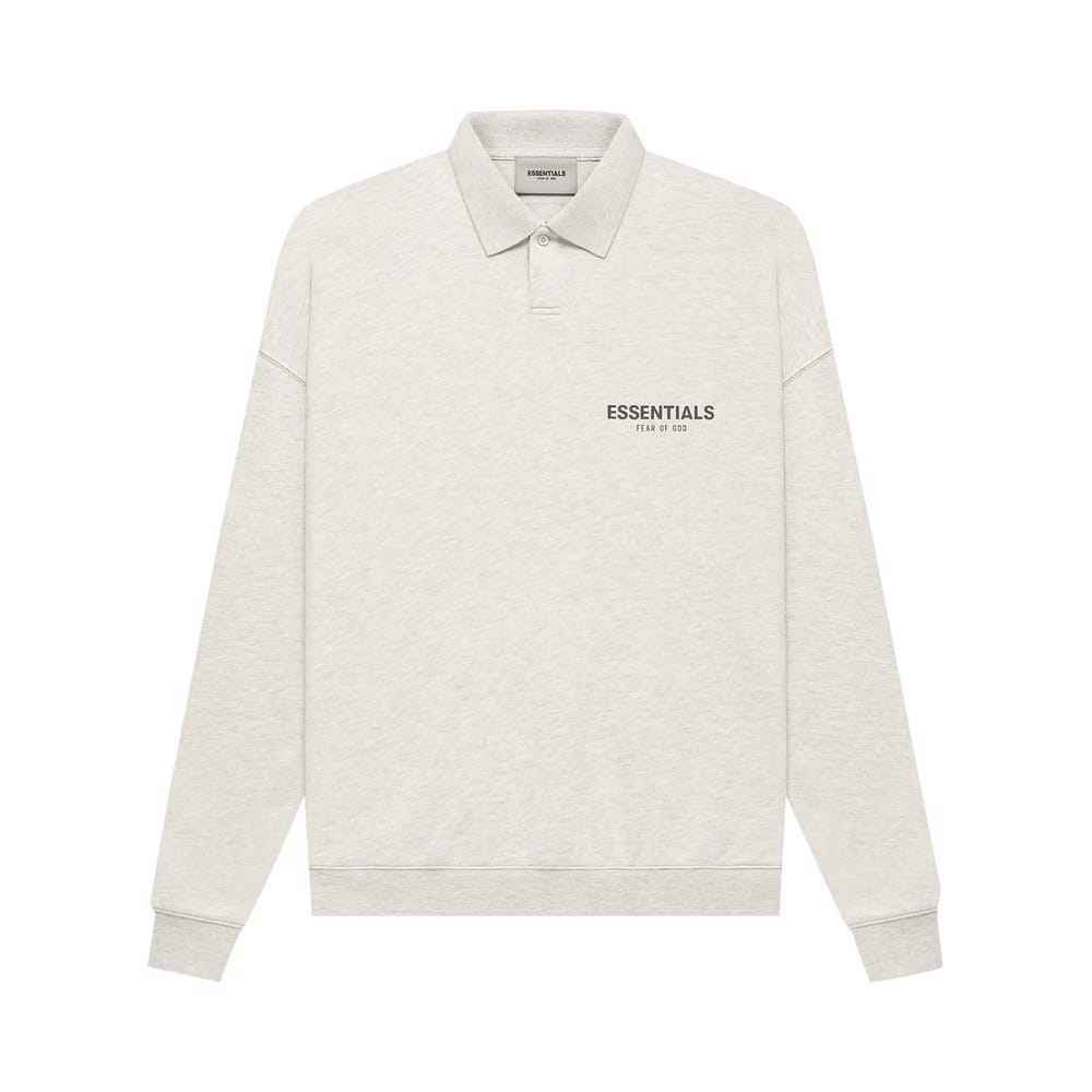 Fear of God Essentials Long-Sleeve Polo Light Heather Oatmeal