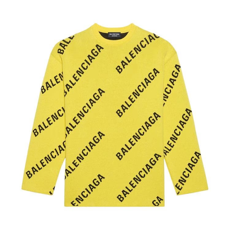 Balenciaga Allover Logo Crewneck Yellow/Black