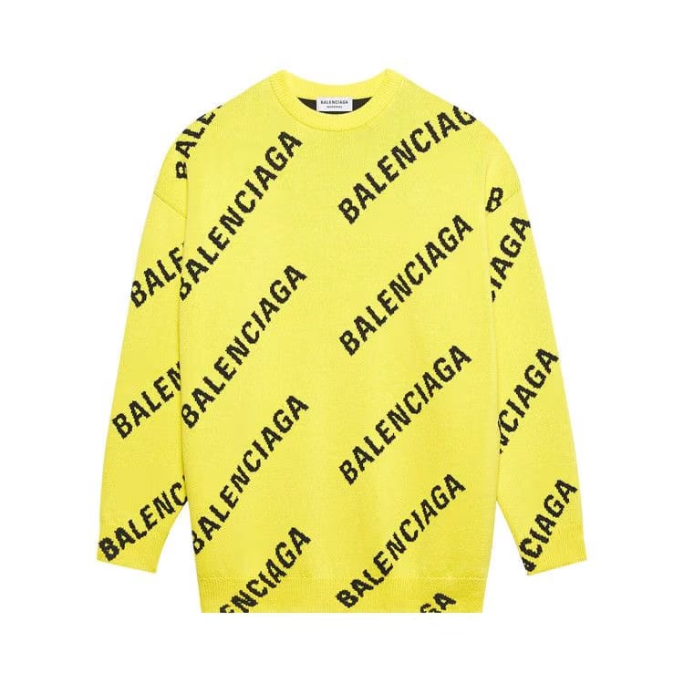Balenciaga Allover Logo Crewneck Yellow/Black