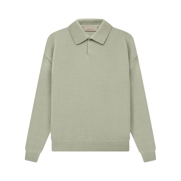 Fear of God Essentials Knit Long-Sleeve Polo Sea Foam