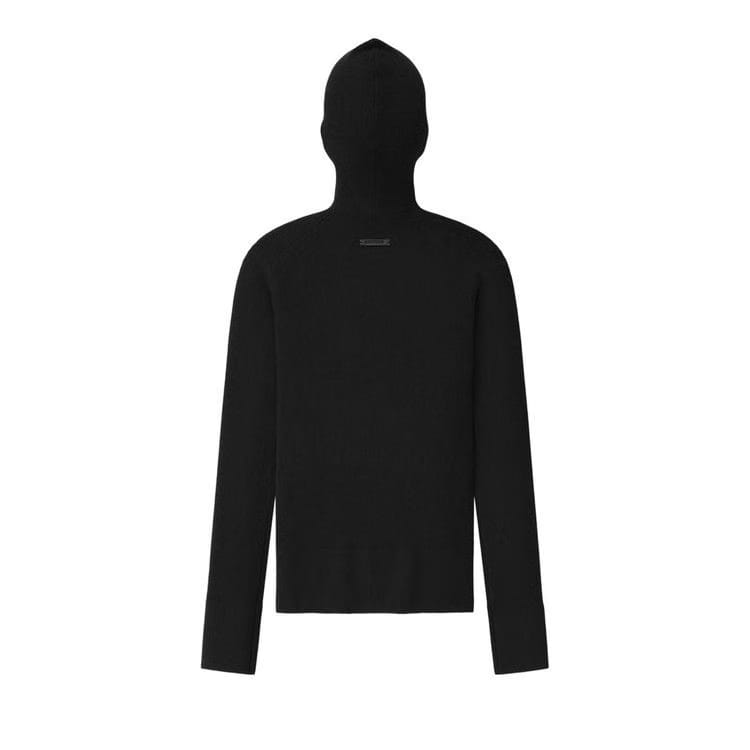 Fear of God Essentials Long-Sleeve Hooded Rib Top Vintage Black