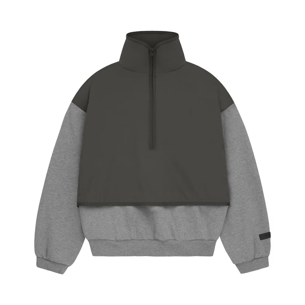 Fear of God Essentials Kids Nylon Fleece Mockneck Sweater Dark Heather Oatmeal/Ink