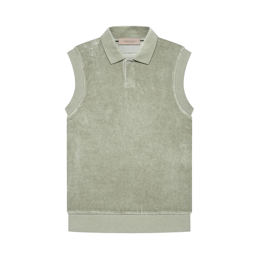 Fear of God Essentials Velour Sleeveless Polo Seafoam