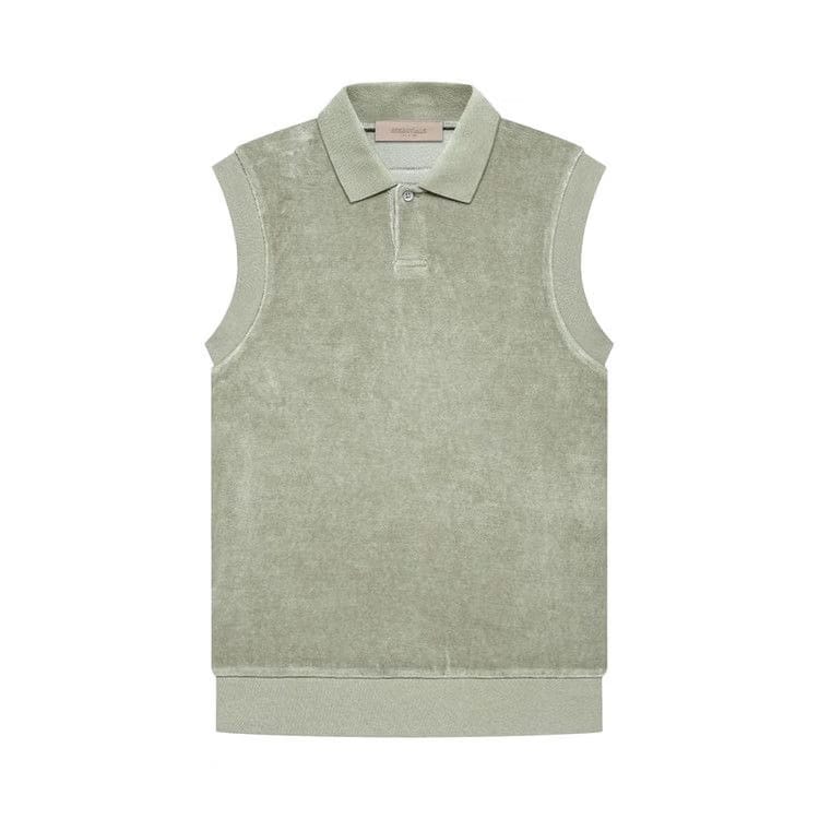 Fear of God Essentials Velour Sleeveless Polo Seafoam