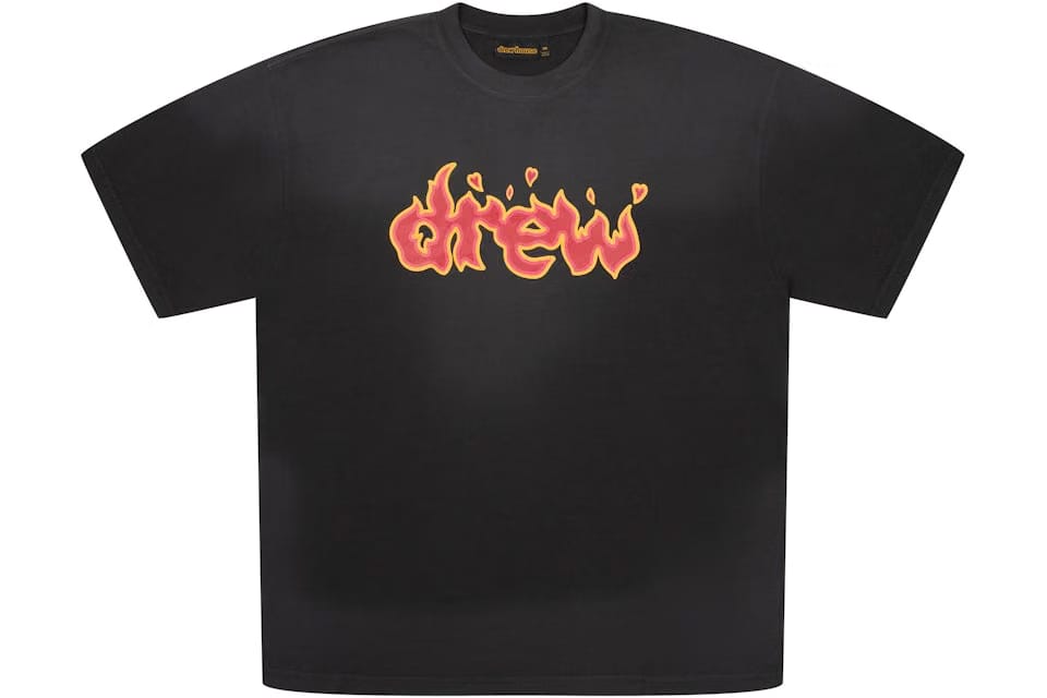 Drew House Fire Ss T-Shirt Faded Black