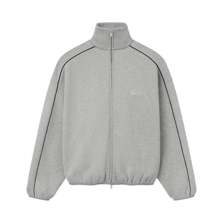 Fear of God Essentials Modern Track Jacket With Piping Concrete Heather/Black