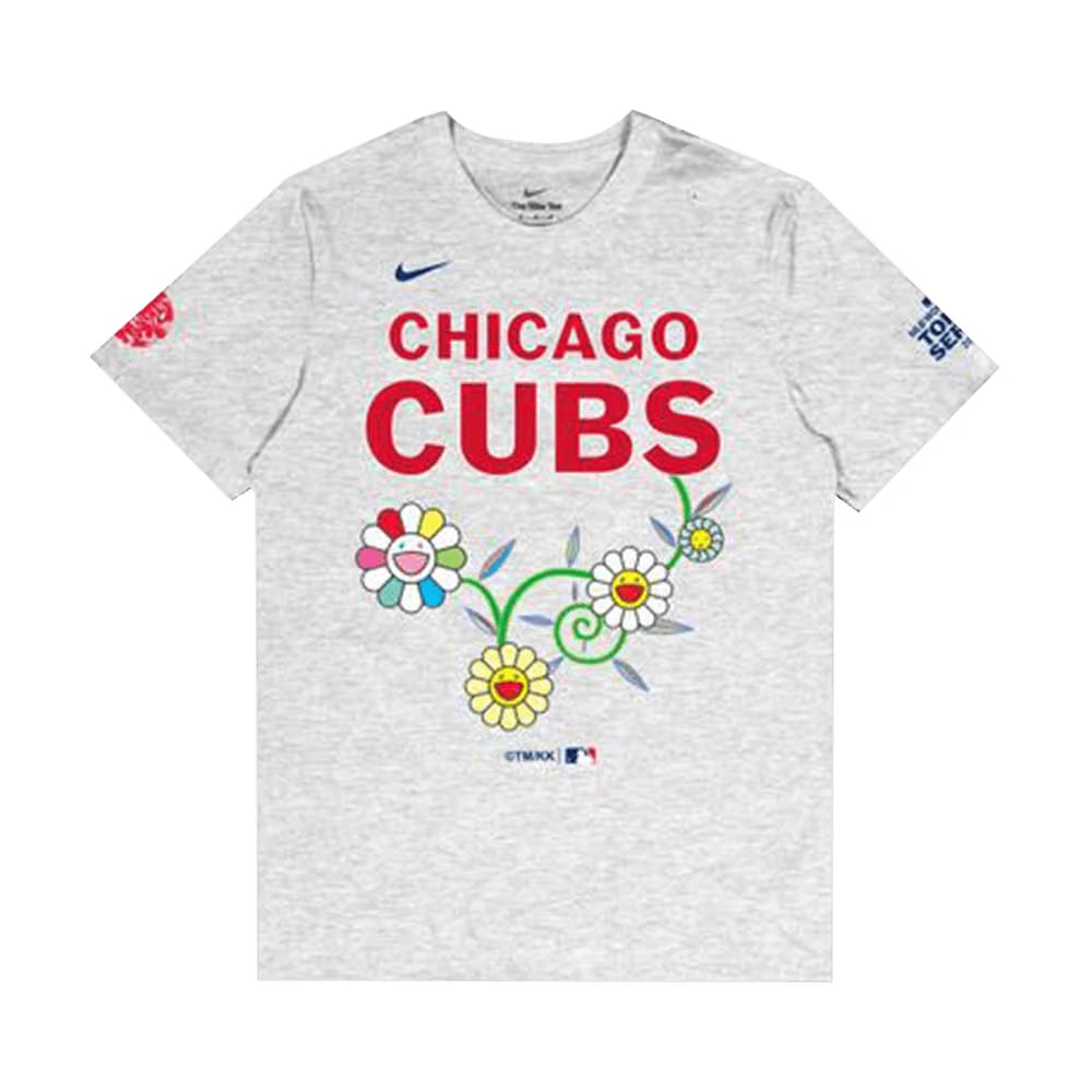 Nike x Takashi Murakami x MLB World Tour Tokyo Series 2025 Cubs Shorts-Sleeve T-Shirt Grey