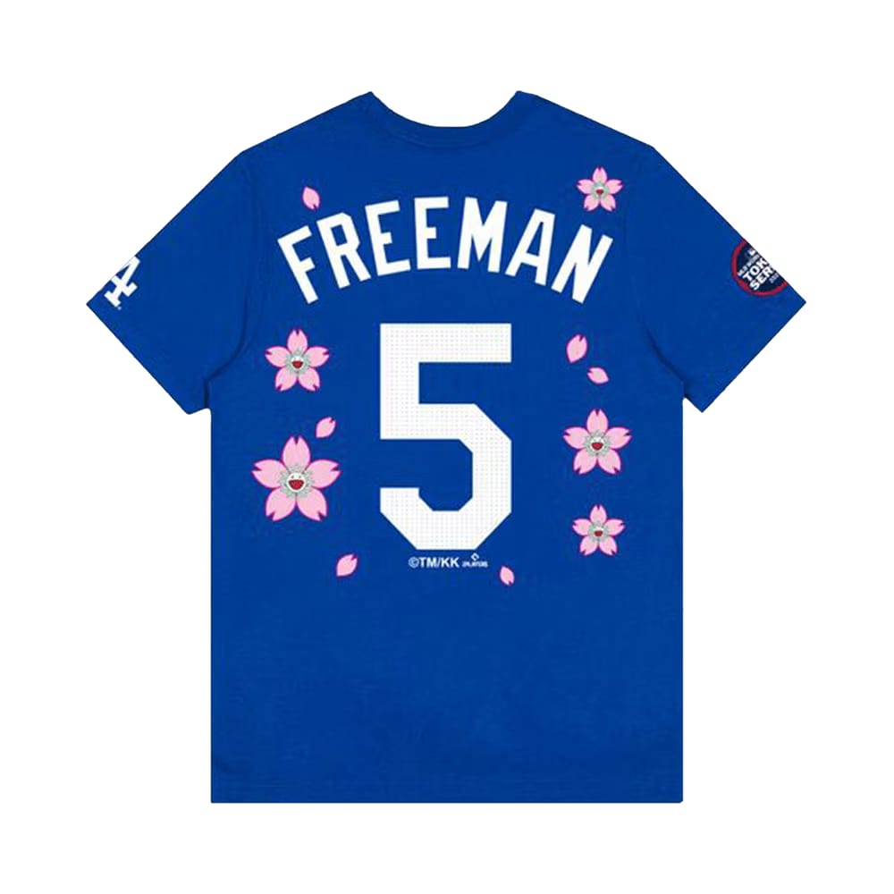 Nike x Takashi Murakami x MLB World Tour Tokyo Series 2025 Freeman Dodgers Shorts-Sleeve T-Shirt Blue