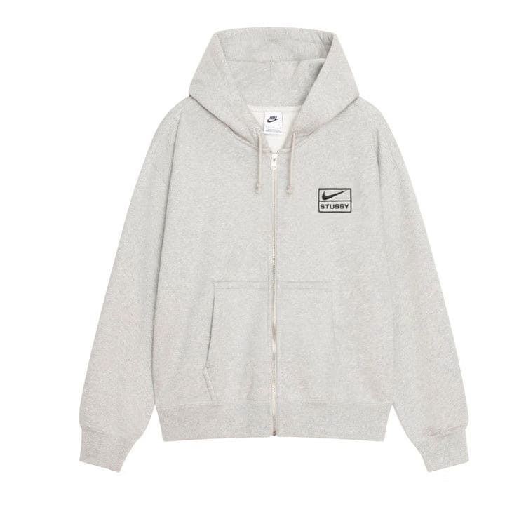 Nike x Stussy Stone Washed Fleece Zip Hoodie Grey Heather