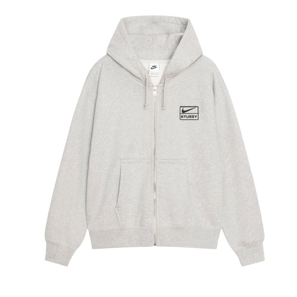 Nike x Stussy Stone Washed Fleece Zip Hoodie Grey Heather