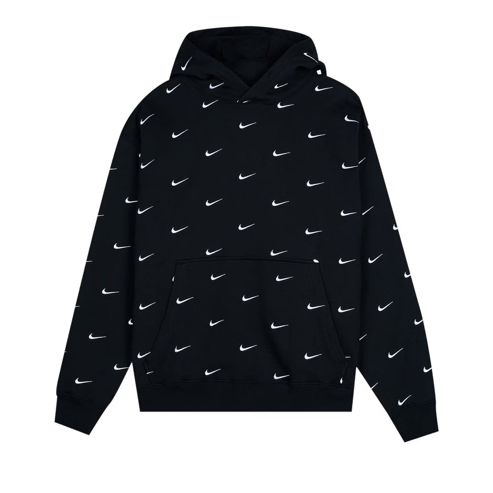 Nike All Over Swoosh Logo Hoodie Black