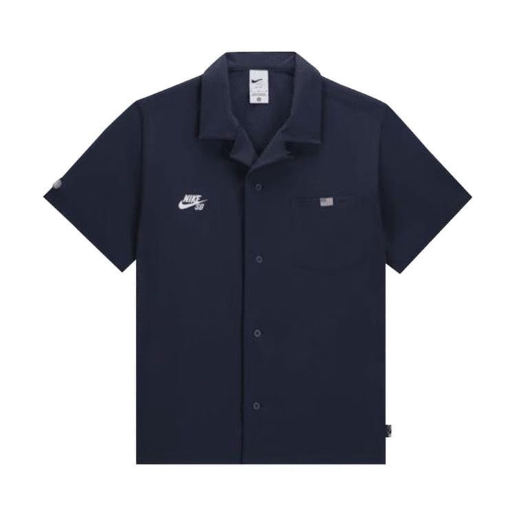 Nike SB Team USA Shorts-Sleeve Button-Up Bowler Shirt Obsidian/White