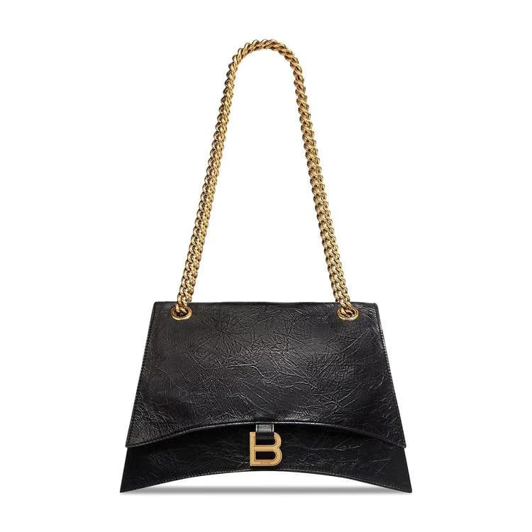 Balenciaga Crush Crocodile Medium Chain Bag Black