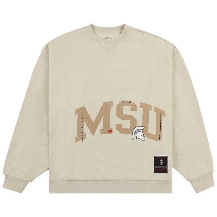 Cactus Jack by Travis Scott x Mitchell & Ness Michigan State University Crewneck Tan
