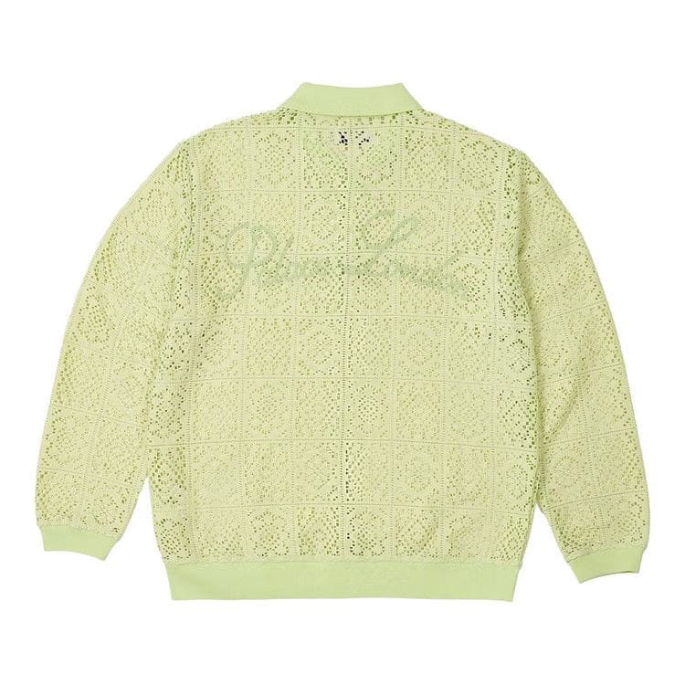 Palace Crochet Zip Long-Sleeve Polo Lime