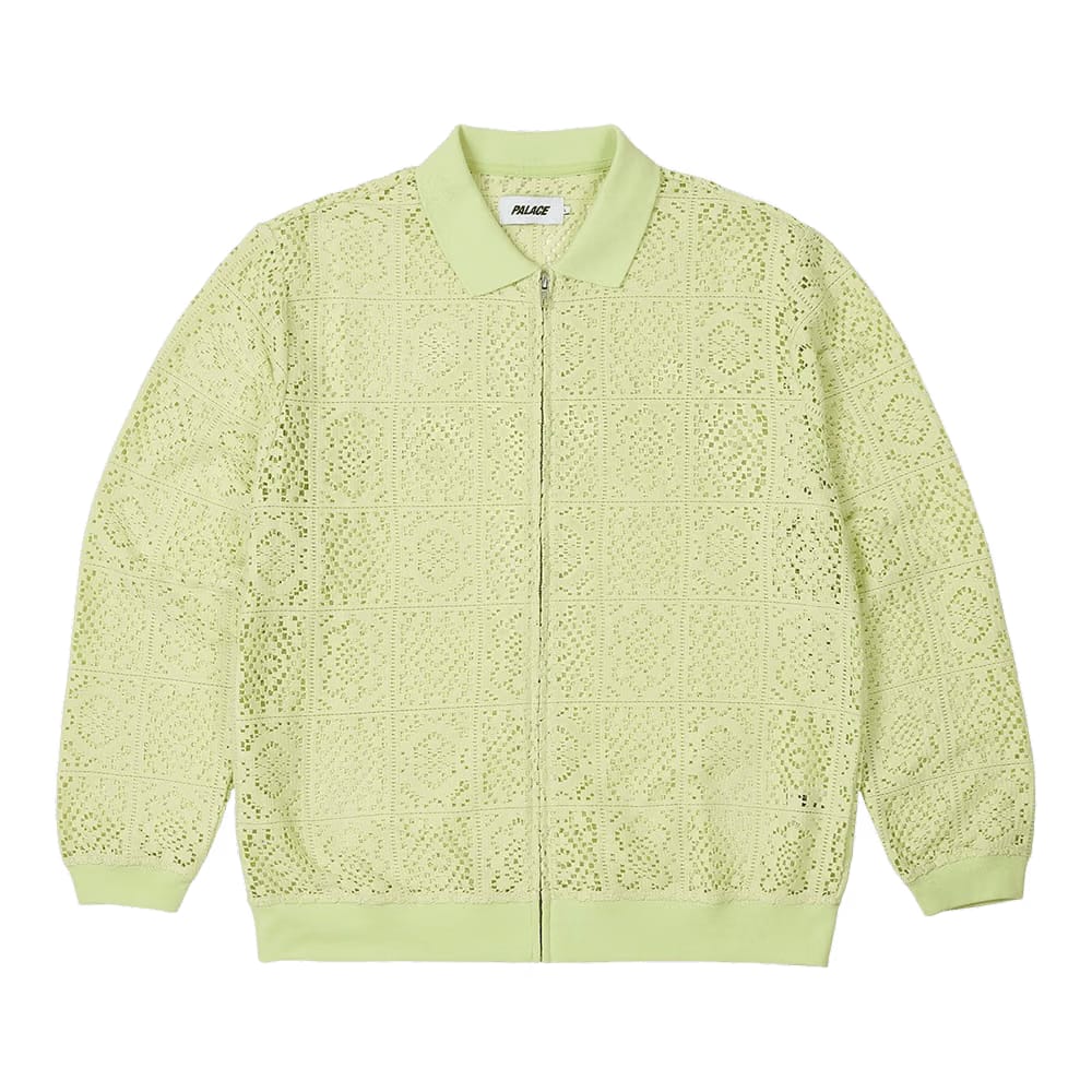 Palace Crochet Zip Long-Sleeve Polo Lime