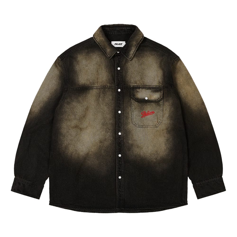 Palace Scripty Denim Shirt Sand Wash Black