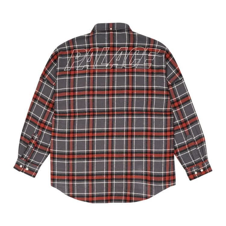 Palace Flannel Drop Shoulder Shirt Grey
