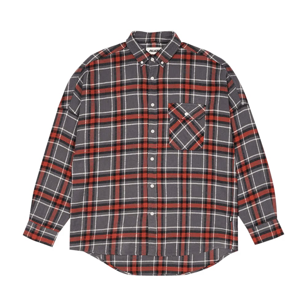 Palace Flannel Drop Shoulder Shirt Grey