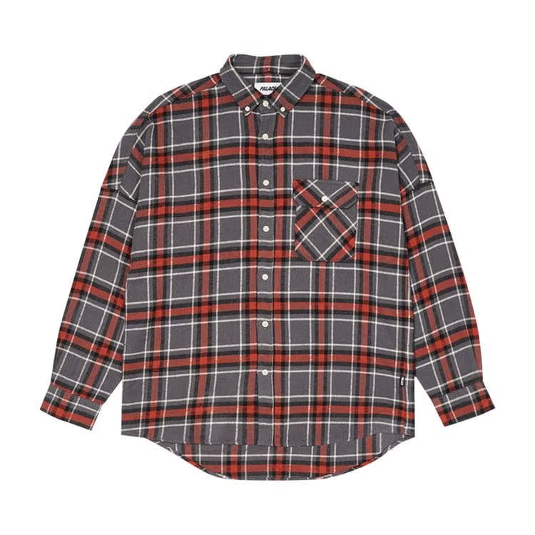 Palace Flannel Drop Shoulder Shirt Grey