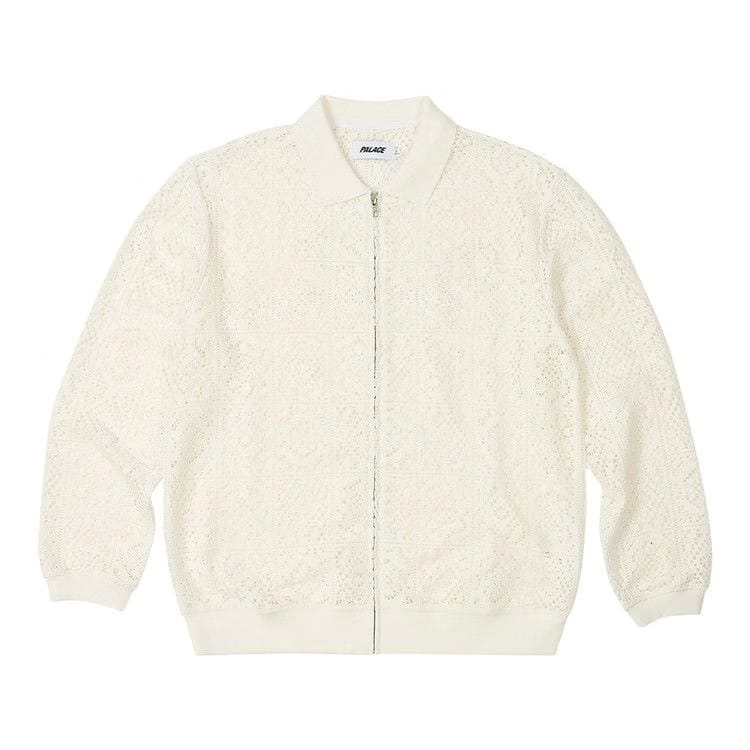 Palace Crochet Zip Long-Sleeve Polo White