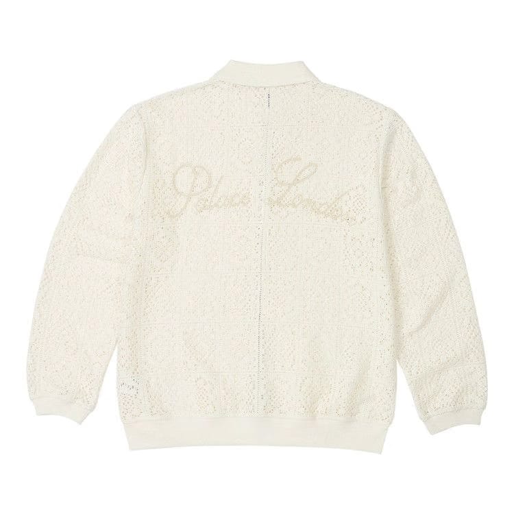 Palace Crochet Zip Long-Sleeve Polo White