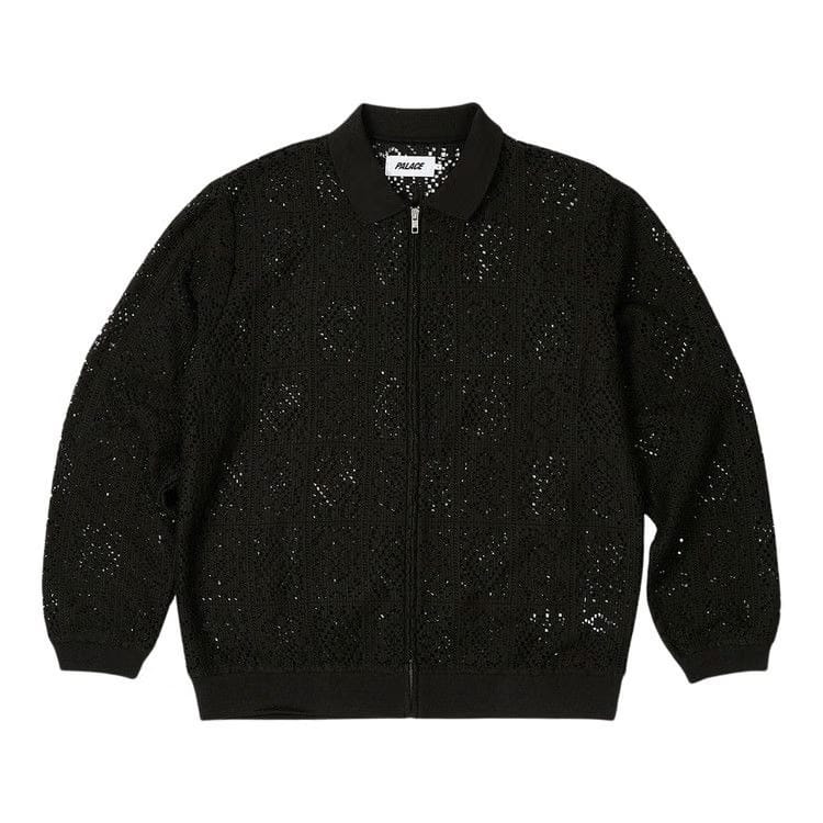 Palace Crochet Zip Long-Sleeve Polo Black