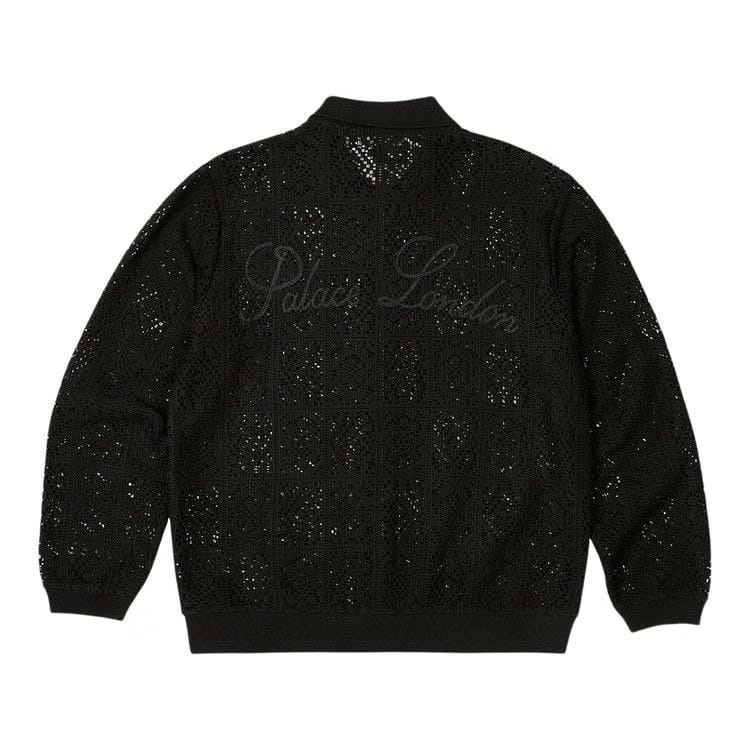 Palace Crochet Zip Long-Sleeve Polo Black