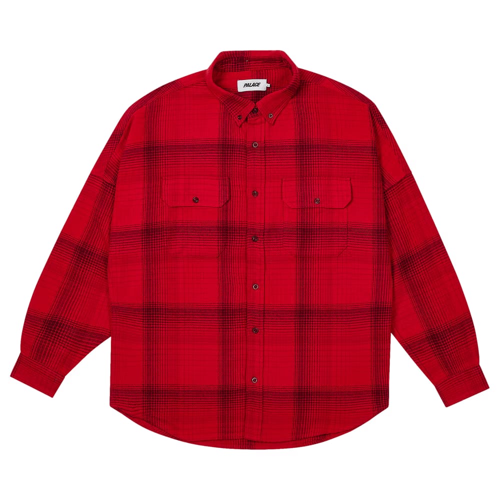 Palace Brushed Flannel Drop Shoulder Shirt Red