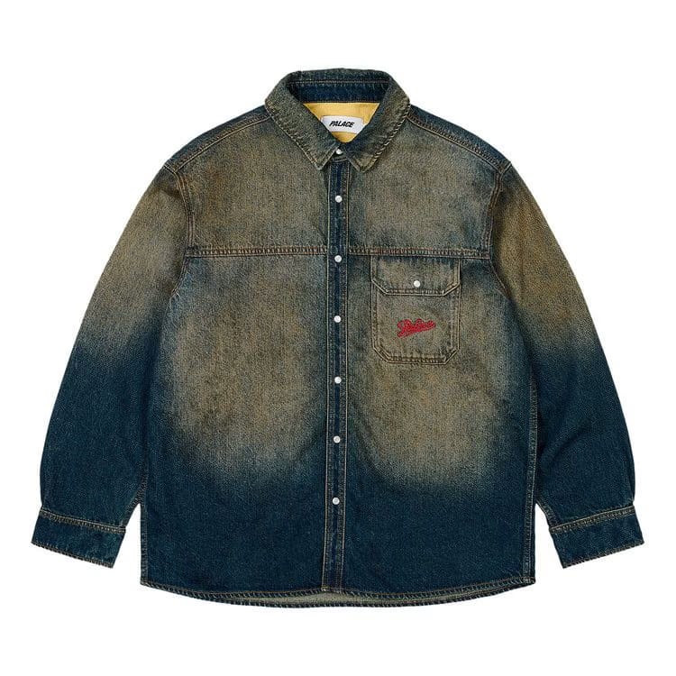 Palace Scripty Denim Shirt Sand Wash Indigo