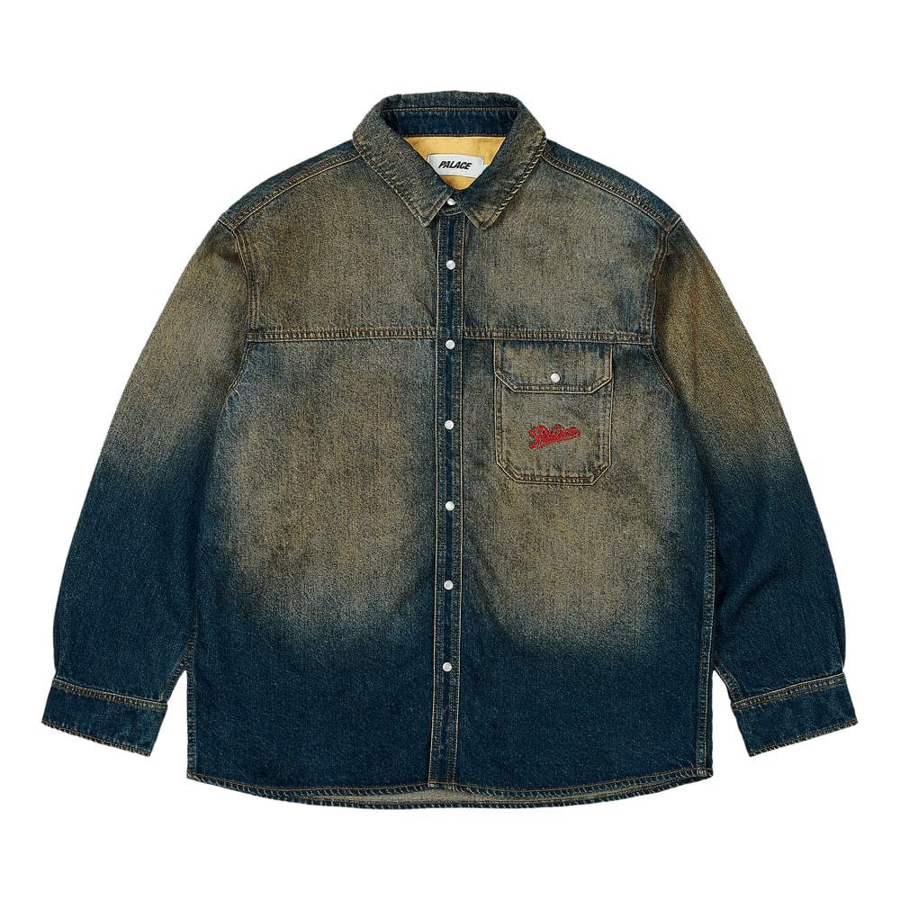 Palace Scripty Denim Shirt Sand Wash Indigo