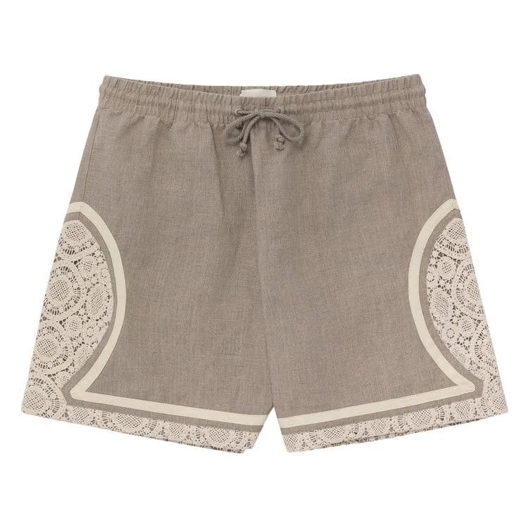 Aimé Leon Dore Lace Linen Basketball Shorts Bone White