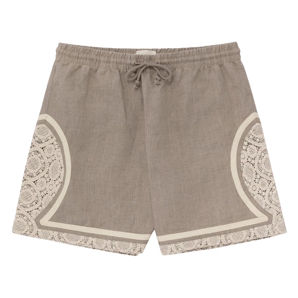 Aimé Leon Dore Lace Linen Basketball Shorts Bone White