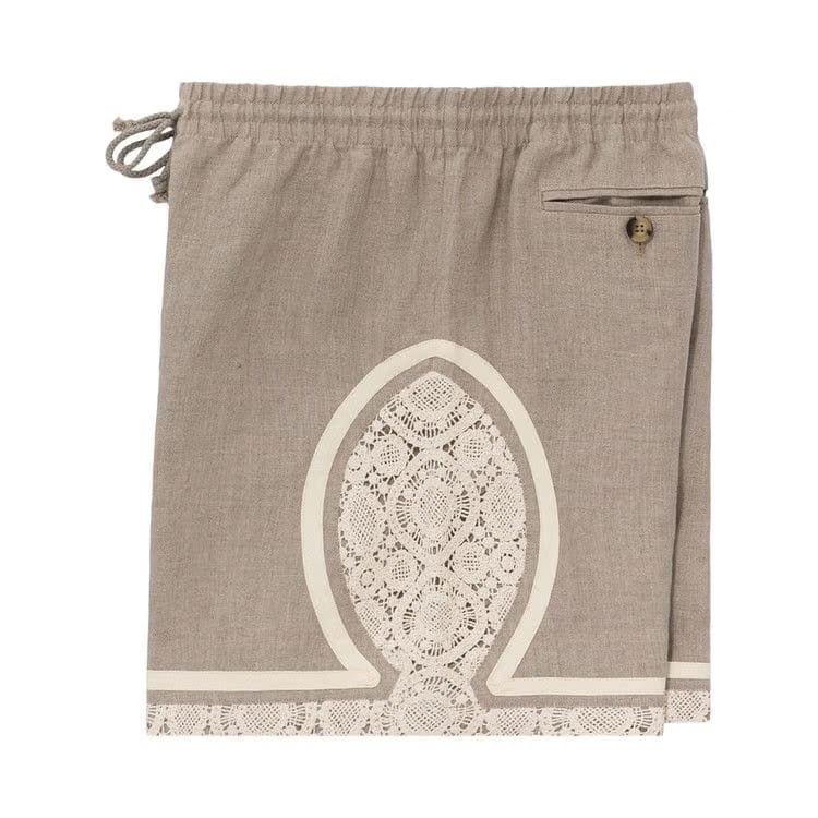 Aimé Leon Dore Lace Linen Basketball Shorts Bone White