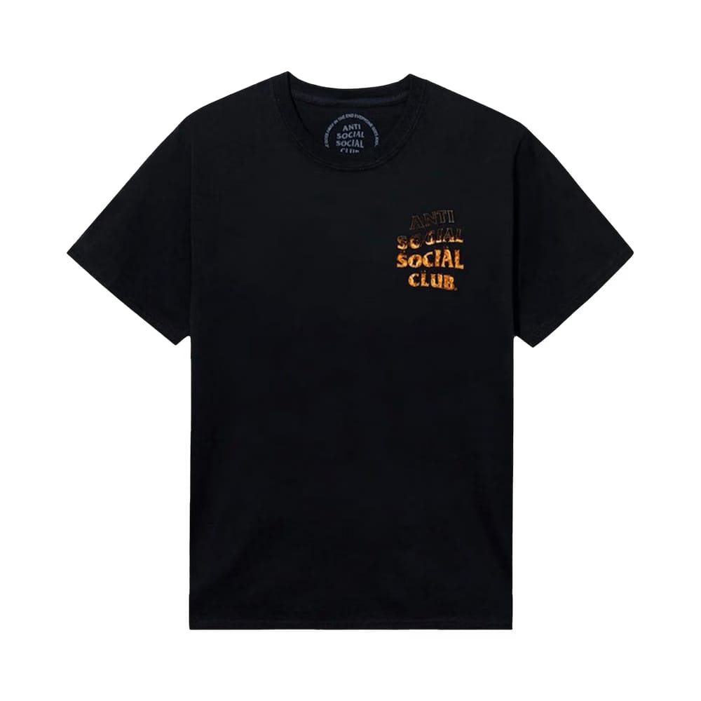 Anti Social Social Club Fire inside Yellow Flames T-Shirt Black