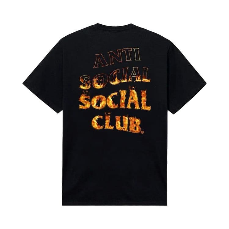 Anti Social Social Club Fire inside Yellow Flames T-Shirt Black