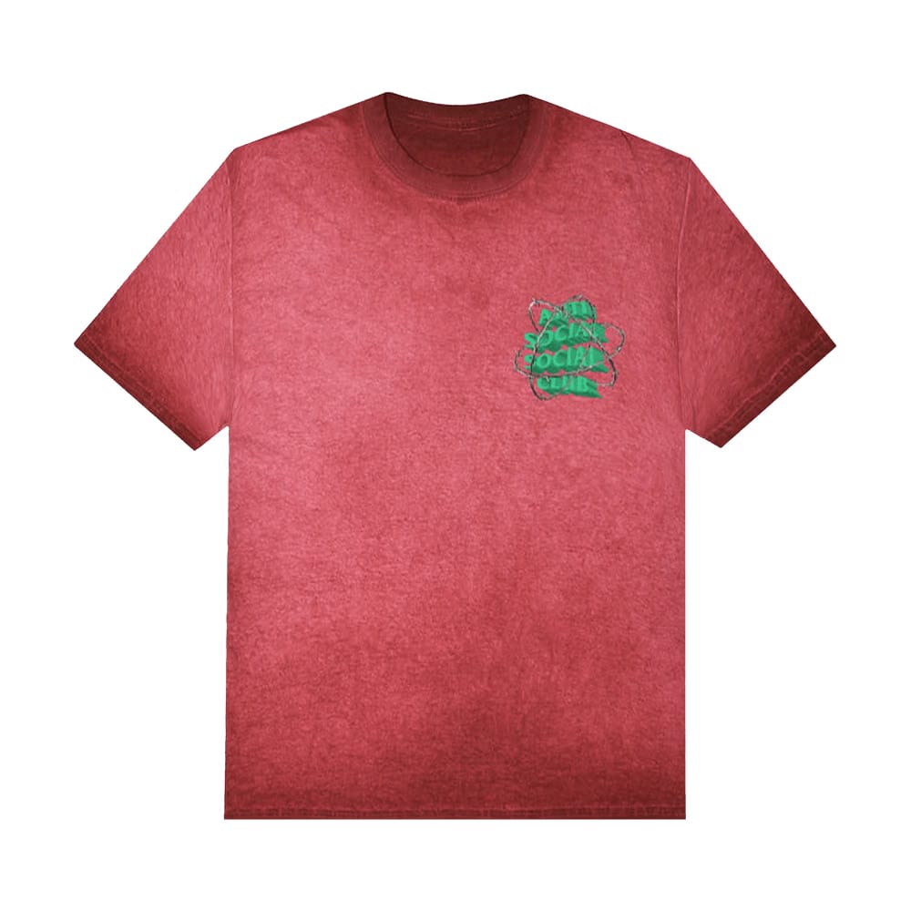 Anti Social Social Club New And Gone T-Shirt Red Mineral Wash