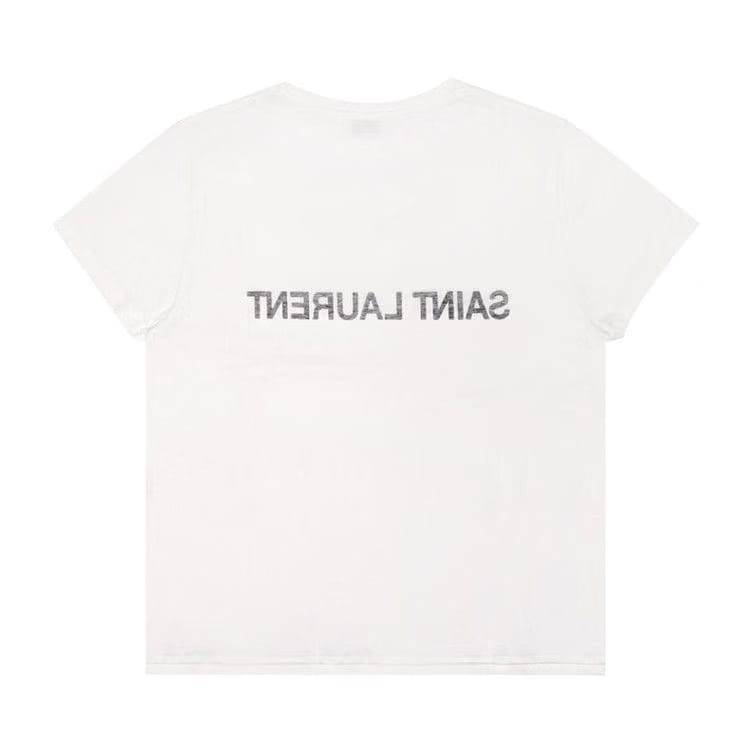 Saint Laurent Reverse Logo-Print T-Shirt Natural/Black