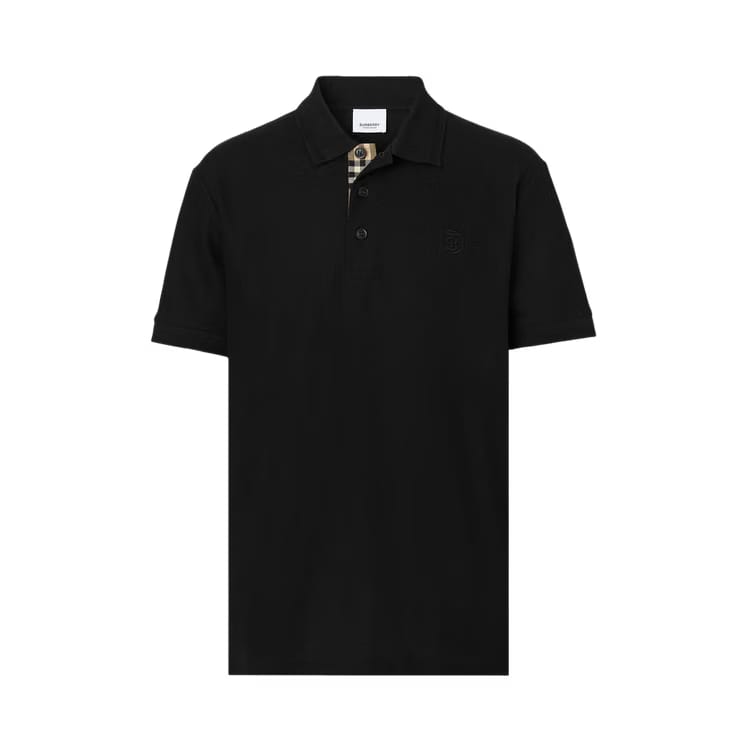 Burberry Monogram Motif Piqué Polo Shirt Black