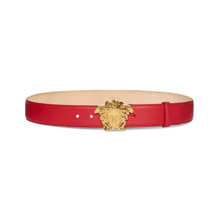 Versace Palazzo Belt With Medusa Buckle Red