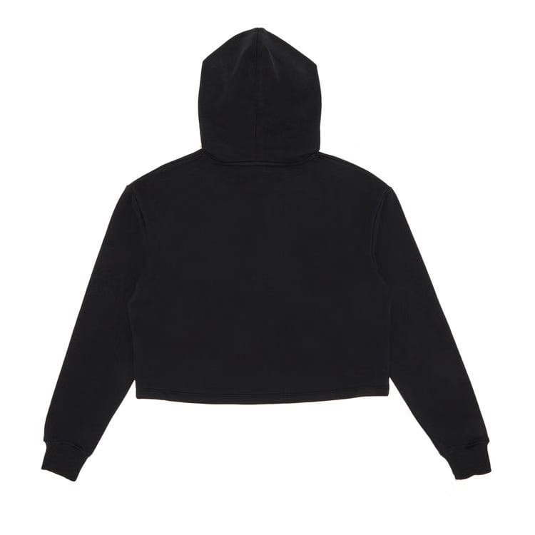 Balmain Flock Detail Cropped Hoodie Black/White