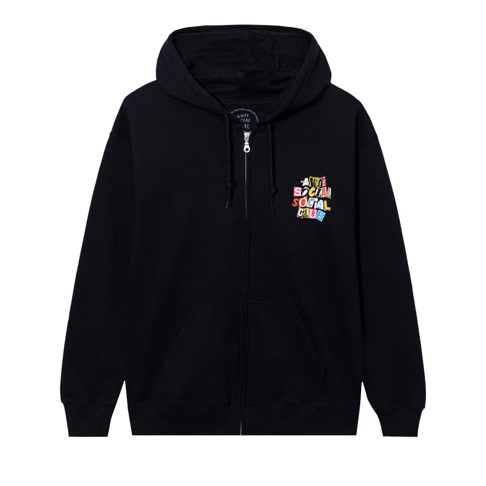 Anti Social Social Club Torn Pages Of Our Story Zip Hoodie Black