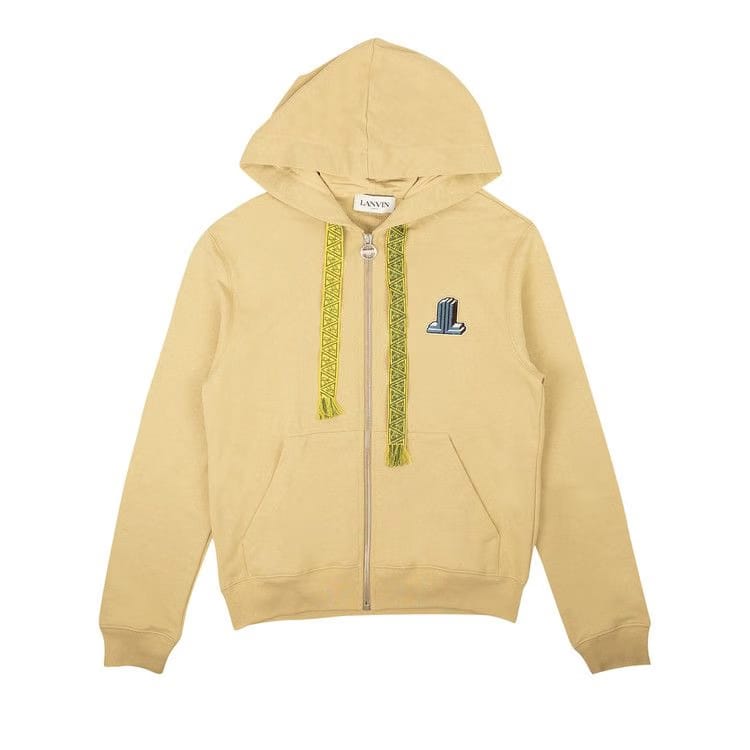 Lanvin Printed Zip Up Hoodie Beige
