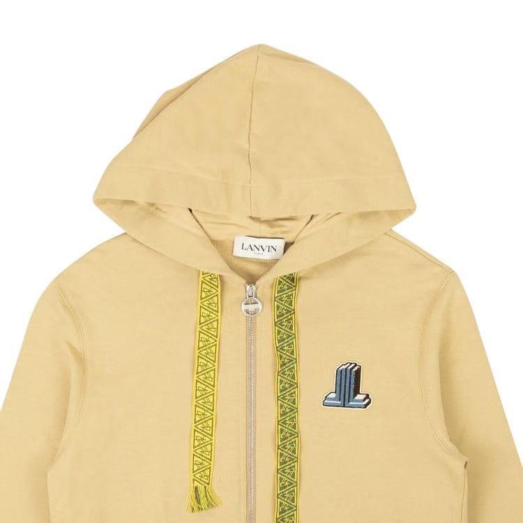 Lanvin Printed Zip Up Hoodie Beige