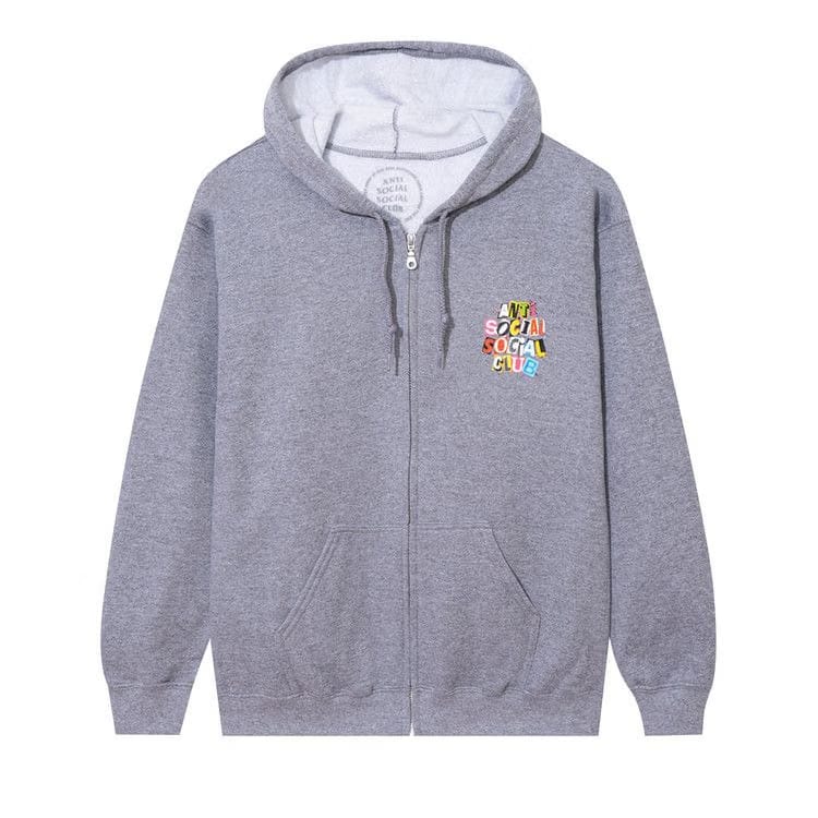Anti Social Social Club Torn Pages Of Our Story Zip Hoodie Heather Grey